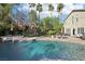Sparkling backyard pool with lounge area, complemented by lush landscaping and mature palm trees for a tropical oasis at 2323 Carinth Way, Henderson, NV 89074