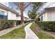 Exterior of the home with a walking path and green shrubbery at 3440 Pino Cir, Las Vegas, NV 89121