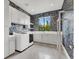 Well-appointed laundry room with modern appliances and unique patterned wallpaper at 20 Pebble Hills Ct, Las Vegas, NV 89141