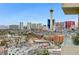 Enjoy premier views of the city skyline from this cozy balcony at 200 Hoover Ave # 1507, Las Vegas, NV 89101