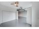 Modern bedroom boasts closet, ceiling fan, and unique exposed ductwork design at 200 Hoover Ave # 1507, Las Vegas, NV 89101