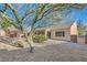 Spacious backyard featuring desert landscaping, mature trees, and a covered patio area at 2384 Yellow Bird Ct, North Las Vegas, NV 89084