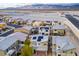 Stunning aerial view of modern homes with solar panels in a well-planned community near mountains at 340 Largo Vista Ct, North Las Vegas, NV 89084