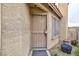 Close up of home entry door with no soliciting sign and security screen at 5166 Silverheart Ave, Las Vegas, NV 89142