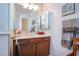 Tastefully designed bathroom with a sleek vanity, ample storage, and modern fixtures at 609 Viale Machiavelli Ln, Henderson, NV 89011
