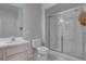 Bathroom featuring a walk in shower and single sink vanity at 3604 Lisandro St # 204, Las Vegas, NV 89108