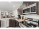 Close-up of kitchen with stainless steel appliances, granite counters, and modern cabinetry at 5615 Distelrath Ave, Las Vegas, NV 89122