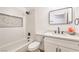 Stylishly updated bathroom with a tub, shower, and vanity at 1183 Winnipeg Ct, Henderson, NV 89002