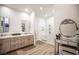 Bathroom featuring double vanity, and bright walk-in shower at 3236 Cliff Sieler Ct, Las Vegas, NV 89117