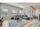 Comfortable living room featuring a gray sectional, many windows, and modern decor at 524 Teovani St # 826, Henderson, NV 89052