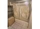 Bathroom shower stall with sliding glass doors featuring swan design at 2425 Paradise Village Way, Las Vegas, NV 89120