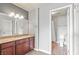 Bathroom featuring an updated vanity and a walk-in shower and commode room at 2451 N Rainbow Blvd # 2067, Las Vegas, NV 89108