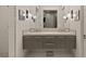 Modern bathroom with dual sinks, spacious vanity, and walk-in shower at 515 Serenity Point Dr, Henderson, NV 89012