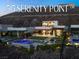 Stunning modern home with a pool, lush landscaping, and a hillside backdrop at 515 Serenity Point Dr, Henderson, NV 89012