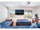 Cozy living area with mounted TV, soft sectional sofa, and ample natural light at 795 Pickled Pepper Pl, Henderson, NV 89011