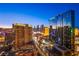Stunning city view showcasing modern high-rise buildings and bustling streets at dusk at 125 E Harmon Ave # 2801&2803, Las Vegas, NV 89109