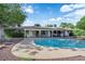 Inviting pool and covered patio with outdoor kitchen and dining areas offer a relaxing outdoor experience at 3681 S Rosecrest Cir, Las Vegas, NV 89121