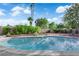 A sparkling backyard swimming pool, landscaped with trees and privacy hedges at 3681 S Rosecrest Cir, Las Vegas, NV 89121