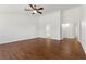Large bedroom featuring wood flooring and ceiling fan at 5577 Golden Leaf Ave, Las Vegas, NV 89122