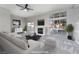 Stylish living room with a fireplace, plush seating, and large windows overlooking the pool area at 2528 Furnace Creek Ave, Henderson, NV 89074