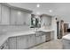 Modern kitchen with stainless steel appliances, gray cabinetry, and a farmhouse sink at 3221 Montecito Dr, Las Vegas, NV 89120