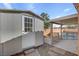 Outdoor shed with adjacent covered patio and backyard pool area, great for storage at 540 Viva Serenade Way, Henderson, NV 89015