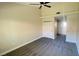 Bright bedroom features carpet, ceiling fan, and closet with sliding doors at 2851 S Valley View Blvd # 1153, Las Vegas, NV 89102