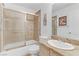 Updated bathroom with shower and neutral vanity at 3660 Renovah St # 204, Las Vegas, NV 89129