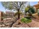 Expansive backyard boasting desert landscaping, mature trees, and fenced perimeter at 4125 Gliding Gulls Ave, North Las Vegas, NV 89084