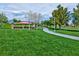 Serene grassy park with a covered picnic area and walking path on a sunny day at 4125 Gliding Gulls Ave, North Las Vegas, NV 89084
