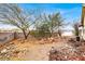 A low maintenance backyard features desert landscaping and a block wall at 822 Fairview Dr, Henderson, NV 89015