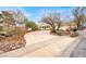 Long, curved driveway leading to a well-maintained home with mature desert landscaping at 822 Fairview Dr, Henderson, NV 89015