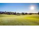 Expansive golf course view showcasing lush greenery, mature trees, and residential buildings in the distance at 1269 Olivia Pkwy, Henderson, NV 89011