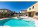 Backyard featuring a private pool, jacuzzi, covered patio, and a trampoline, ideal for outdoor enjoyment at 1609 Danielle Rebecca Ave, North Las Vegas, NV 89086