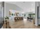 Open-concept kitchen with breakfast bar, stainless appliances, and adjacent dining area offering seamless entertaining at 2817 Billy Casper Dr, Las Vegas, NV 89134
