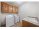 Convenient laundry room with sink, countertop, and washer-dryer hookups at 340 Domingo St, Pahrump, NV 89048