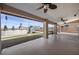 Spacious covered patio with ceiling fans offering outdoor living and dining space at 340 Domingo St, Pahrump, NV 89048
