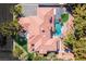 Stunning aerial view of the home, highlighting the pool, outdoor living spaces, and landscaped grounds at 3465 Pama Ln, Las Vegas, NV 89120