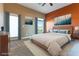 Cozy bedroom with mountain views, neutral decor, and soft carpet at 380 Claremont St, Boulder City, NV 89005