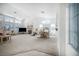 Spacious living room with high ceilings, neutral carpet, fireplace, and abundant natural light at 4032 Bola Dr, North Las Vegas, NV 89032