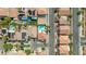 Aerial view of residences showcasing backyard swimming pools at 8100 Artistic Heights Ct, Las Vegas, NV 89143