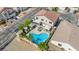 Aerial view of a home featuring a backyard with a kidney shaped pool and patio area at 8100 Artistic Heights Ct, Las Vegas, NV 89143