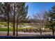 Scenic golf course view with mature trees against a clear blue sky backdrop at 11775 Woodbrook Ct, Las Vegas, NV 89141