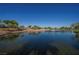 Community pond view with a fountain and lush landscaping under a blue sky at 2147 Indigo Creek Ave, Henderson, NV 89012