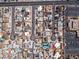 Aerial shot displaying residences within close proximity to commercial business and ample parking at 6117 Borden Cir, Las Vegas, NV 89107
