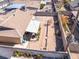 Aerial shot of a large backyard with a covered patio and block wall fence providing privacy at 6117 Borden Cir, Las Vegas, NV 89107