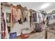 Walk-in closet featuring built-in shelving and hardwood floors at 10457 Raining Sky St, Las Vegas, NV 89178