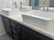 Bathroom with vessel sinks and modern hardware at 1463 Evening Song Ave, Henderson, NV 89012