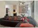 Inviting living room with modern decor, neutral walls, a ceiling fan, and comfortable seating at 1463 Evening Song Ave, Henderson, NV 89012