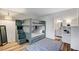 Cozy bedroom with custom bunk beds, adjacent to a view of the bathroom at 1839 Avacado Ct, Henderson, NV 89014